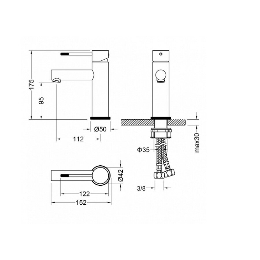 Best-Design "White" Wastafelmengkraan Mat-Wit