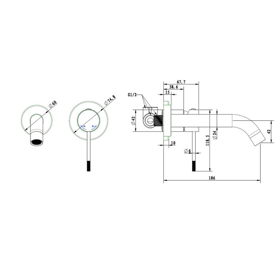 Best-Design "Chrome-Decorata" Inbouw-Wandmengkraan Uitl=20cm Chroom