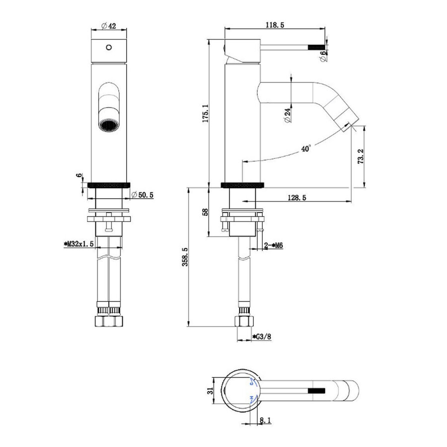 Best-Design "Lyon-Polina" Wastafelmengkraan Rosé Mat Goud