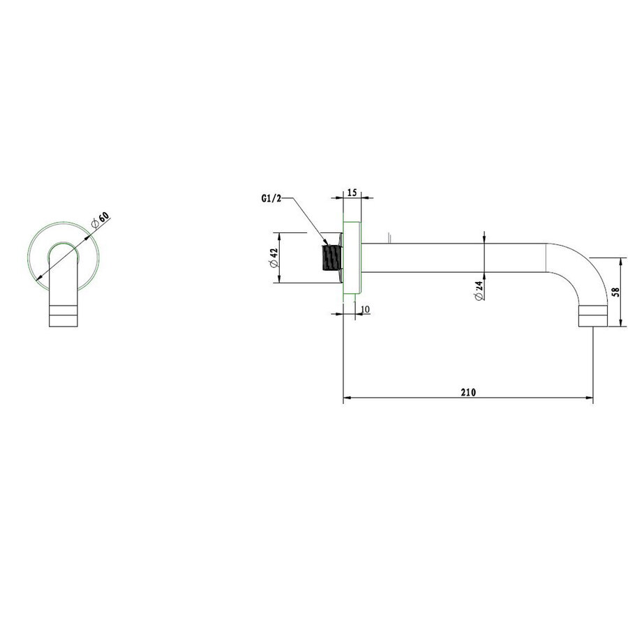Best-Design Chrome 90 Muuruitloop Met Rozet 1/2"x 21 cm Chroom