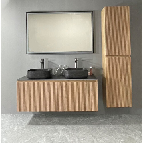 Badmeubel Casajoy Bold Topblad Donkergrijs Onderkast 120 cm Met Strepen Eiken 