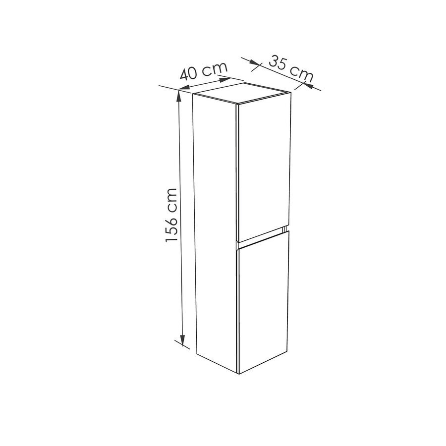 Kolomkast Allibert Single 40x35x156 cm 2 Deuren Gelakt Wit