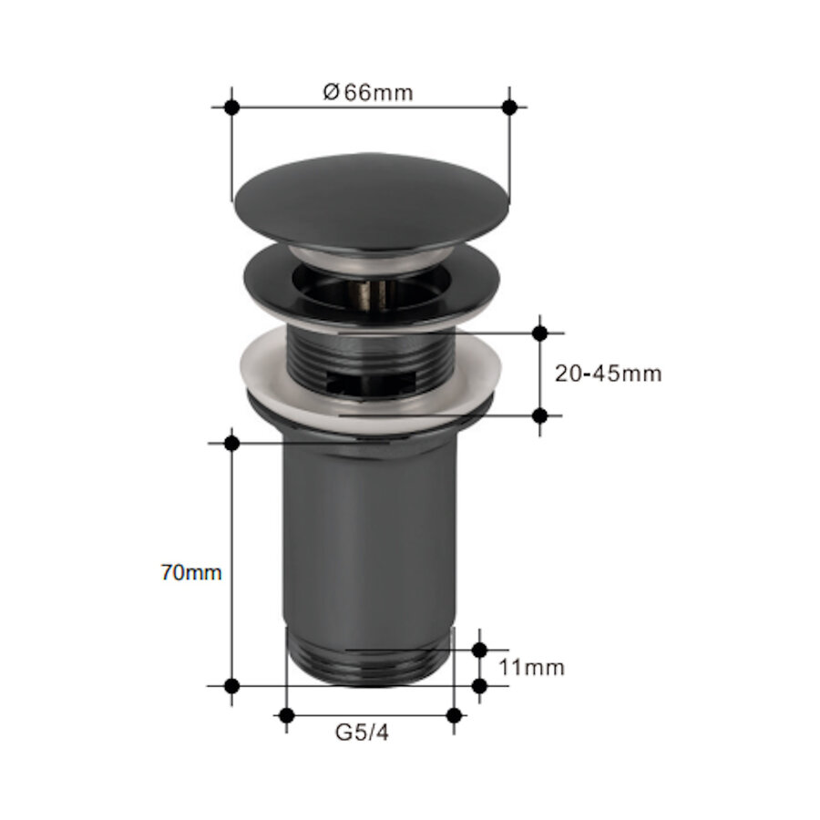 Click-clack afvoerplug Allibert Bondi 7,5 cm Gunmetal