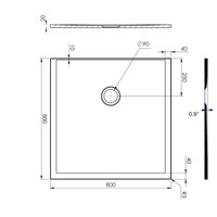 Douchebak Allibert Karbon Mat Zwart Vierkant 80 cm