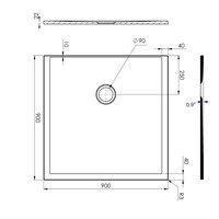 Douchebak Allibert Karbon Mat Zwart 90 cm Vierkant