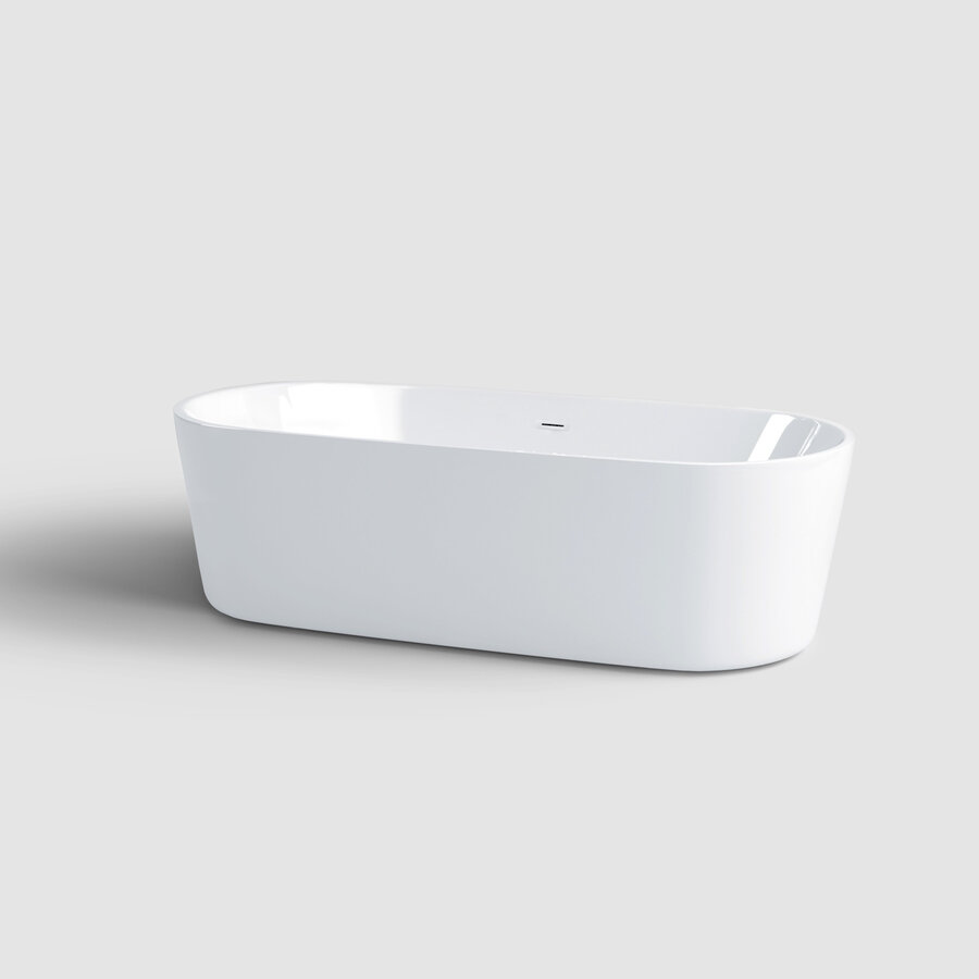 Clou InBe Vrijstaand Ligbad Ovaal 178x80x56 cm Acryl Wit Met Overloop Wit