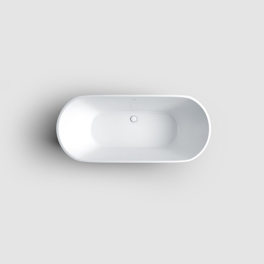 Clou InBe Vrijstaand Ligbad Ovaal 178x80x56 cm Acryl Wit Met Overloop Wit