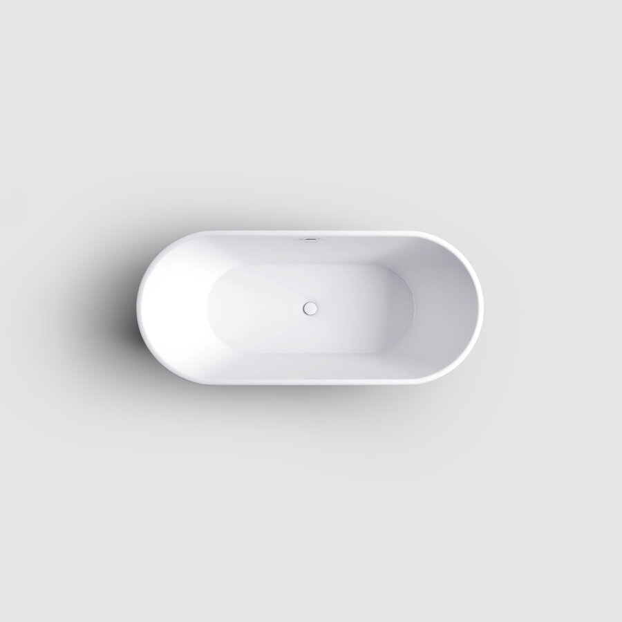 Clou InBe Vrijstaand Ligbad Ovaal 165x73.5x61.5 cm Acryl Wit Met Overloop Wit