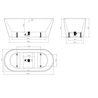 Clou InBe Vrijstaand Ligbad Ovaal 165x73.5x61.5 cm Acryl Wit Met Overloop Wit