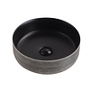 Boss & Wessing Waskom BWS Keramiek Met Geborsteld Zilver Relief 36 cm Zwart