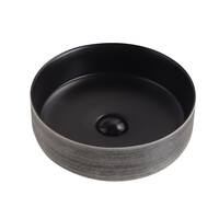 Waskom BWS Keramiek Met Geborsteld Zilver Relief 36 cm Zwart