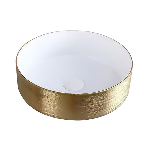 Waskom BWS Keramiek Met Geborsteld Goud Relief 36 cm Wit 