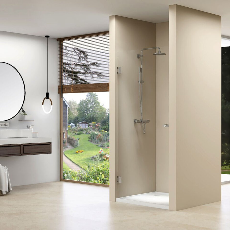 Nis Douchedeur Van Rijn Products Helder Glas 200x80 cm Ronde Knop