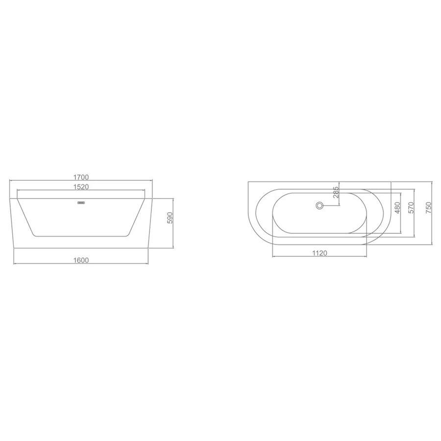 Half Vrijstaand Bad Sanilux Moon 170 cm Glans Wit