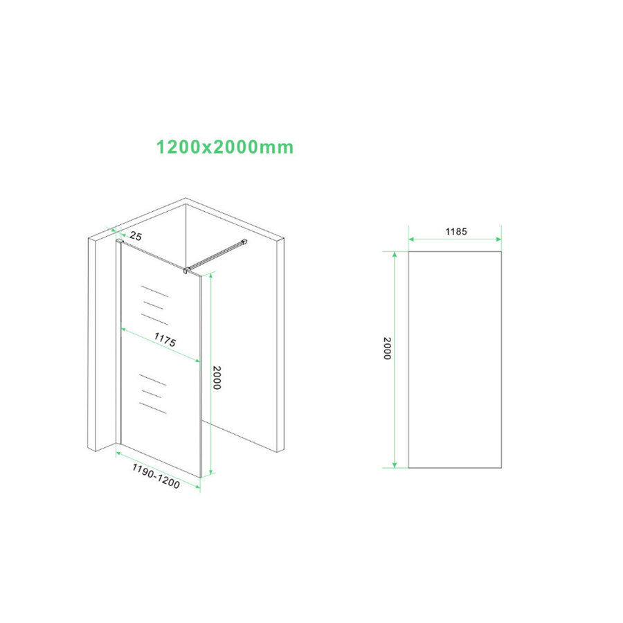 Inloopdouche Wiesbaden Slim Brons Rookglas 120x200 8mm Nano Coating