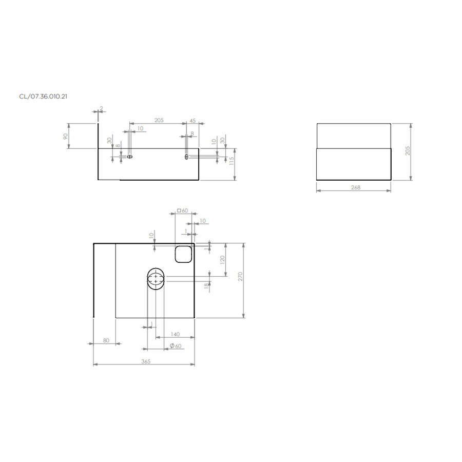 Fonteinkast Clou Flush Rechts 20.5x36.5x27 cm Mat Zwart