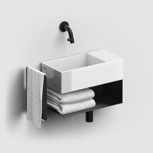 Fonteinkast Clou New Flush Rechts 21.2x44x18 cm Mat Zwart 
