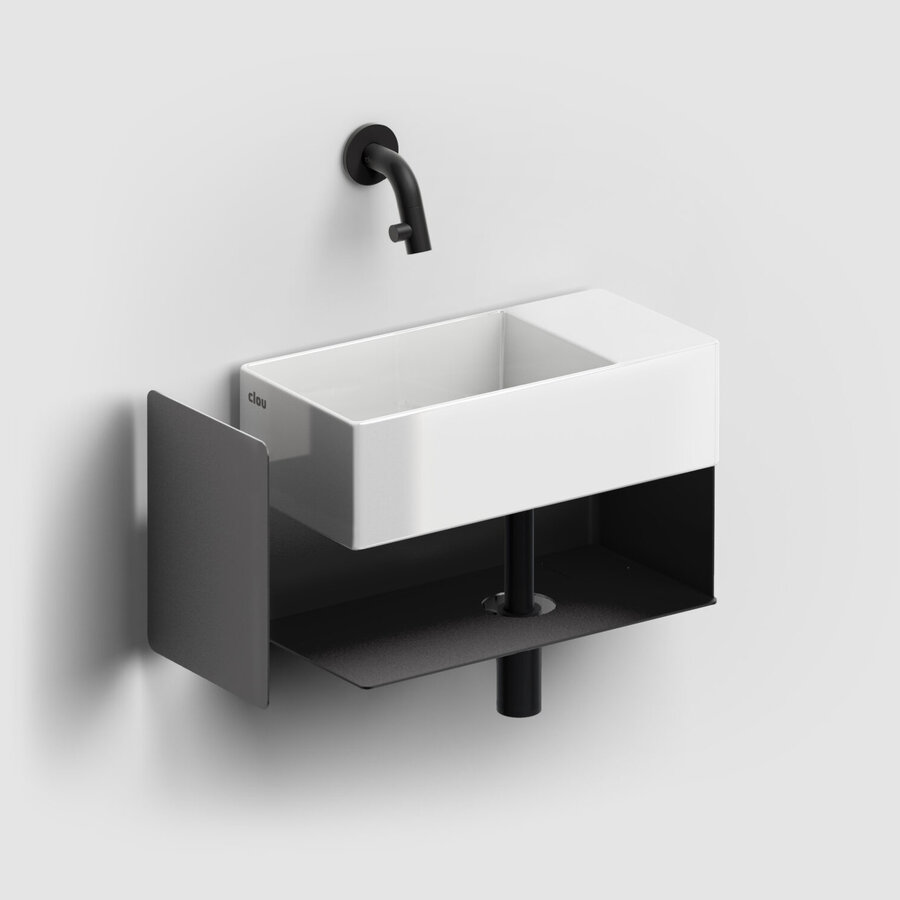 Fonteinkast Clou New Flush Rechts 21.2x44x18 cm Mat Zwart