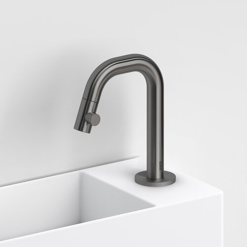 Fonteinkraan Clou Kaldur Met Korte Uitloop Rechts Gunmetal Geborsteld PVD 