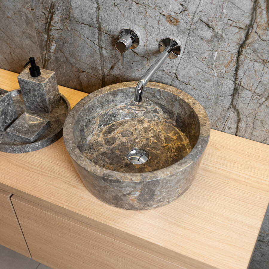 Waskom Loutro Bali T Rond 40x40x15 cm Marmer Taupe