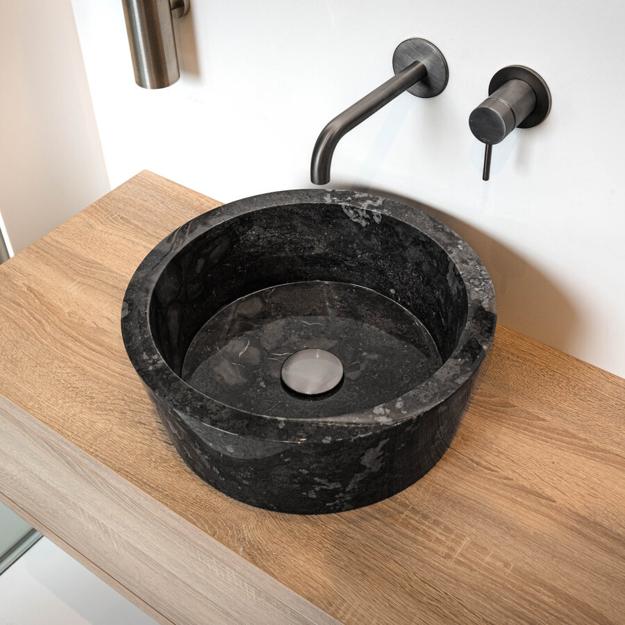 Waskom Loutro Bali B Rond 40x40x15 cm Marmer Black