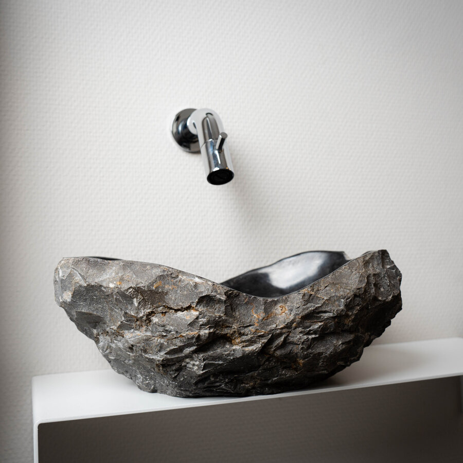 Waskom Loutro Kev B Rechthoek 25x12x10 cm Natuursteen Black