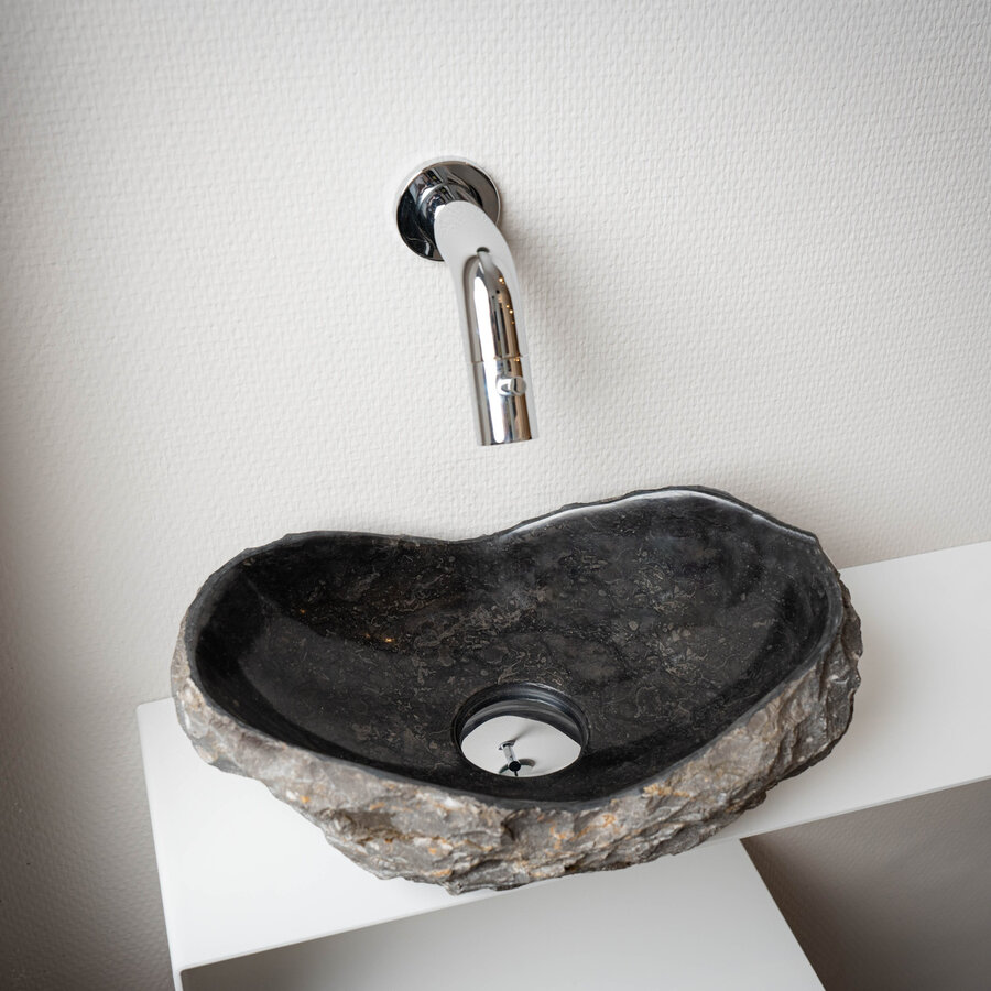 Waskom Loutro Kev B Rechthoek 25x12x10 cm Natuursteen Black