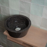 Waskom Loutro Bali B Rond 25x25x12 cm Marmer Black