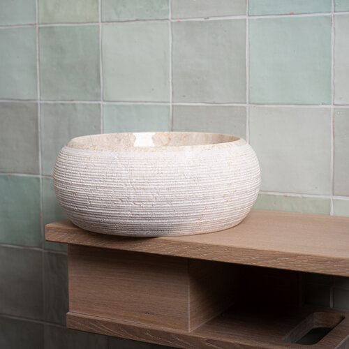 Waskom Loutro Rocky S Rond 20x20x12 cm Marmer Sand 