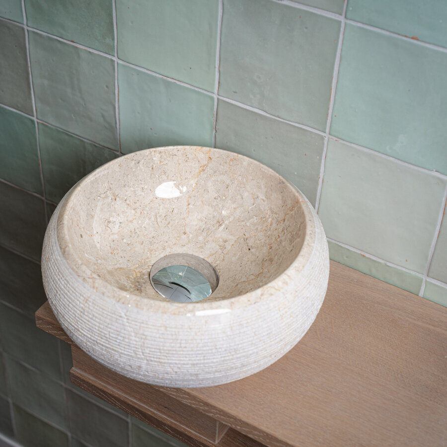 Waskom Loutro Rocky S Rond 25x25x12 cm Marmer Sand