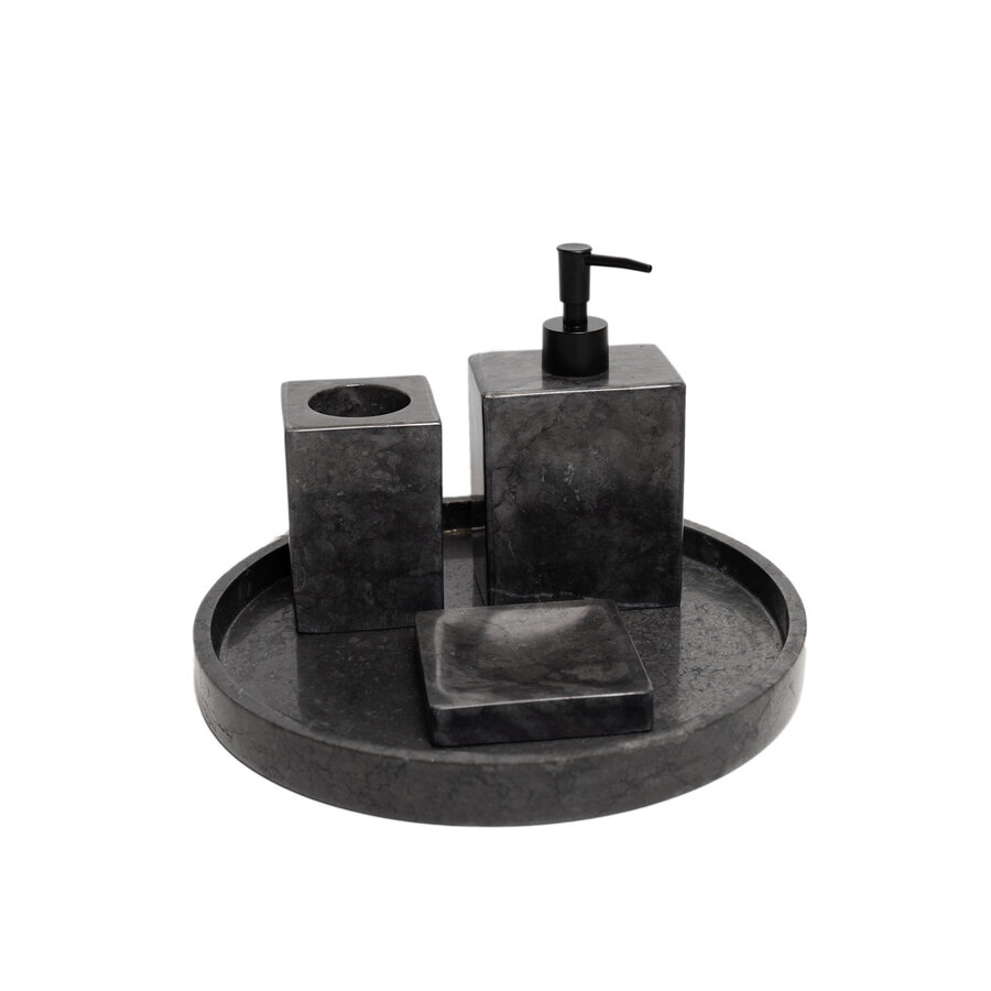 Accessoires set Loutro Sabii Bestaande Uit Tandenborstelhouder, Zeephouder, Zeeppompje en Zeepschaal Antraciet