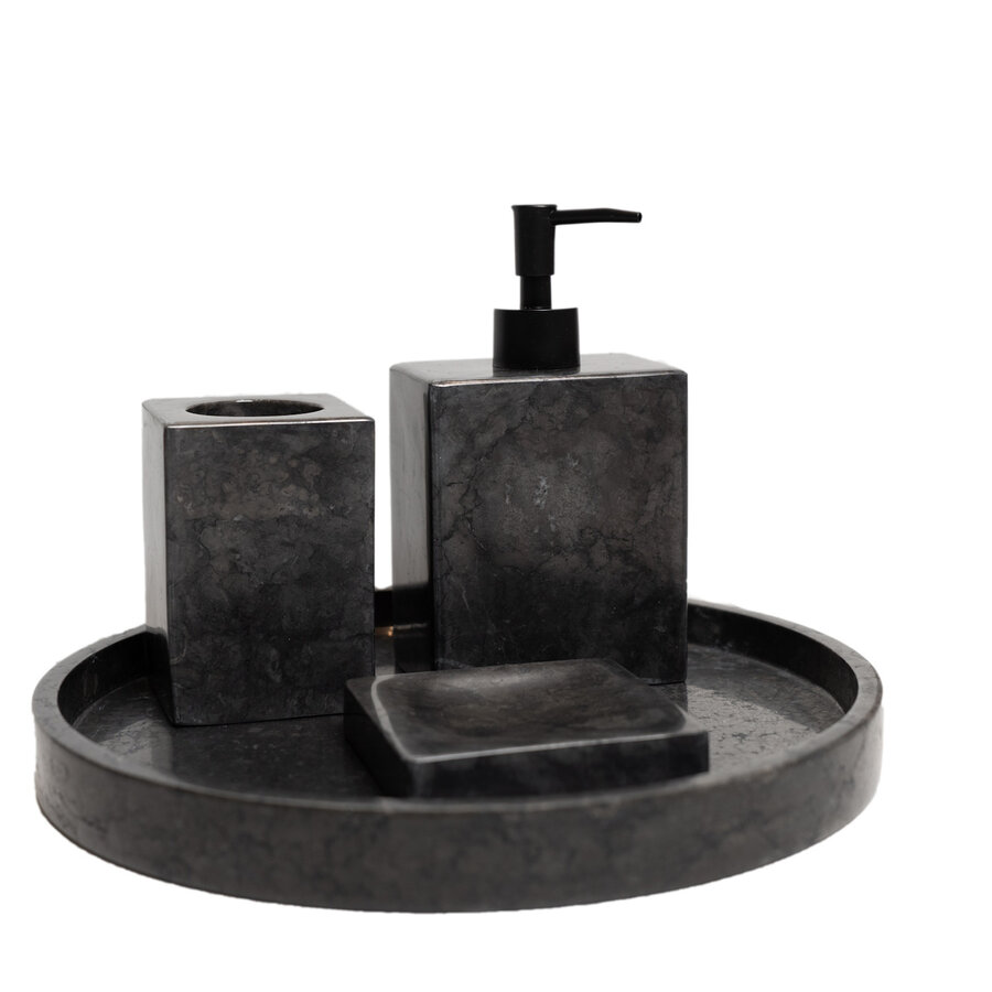 Accessoires set Loutro Sabii Bestaande Uit Tandenborstelhouder, Zeephouder, Zeeppompje en Zeepschaal Antraciet