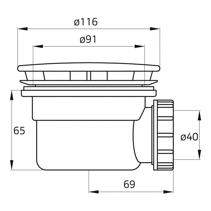 Douchebak Afvoer Xenz Pure Voor Gat 90 mm Met Afdekklep Mat Zwart