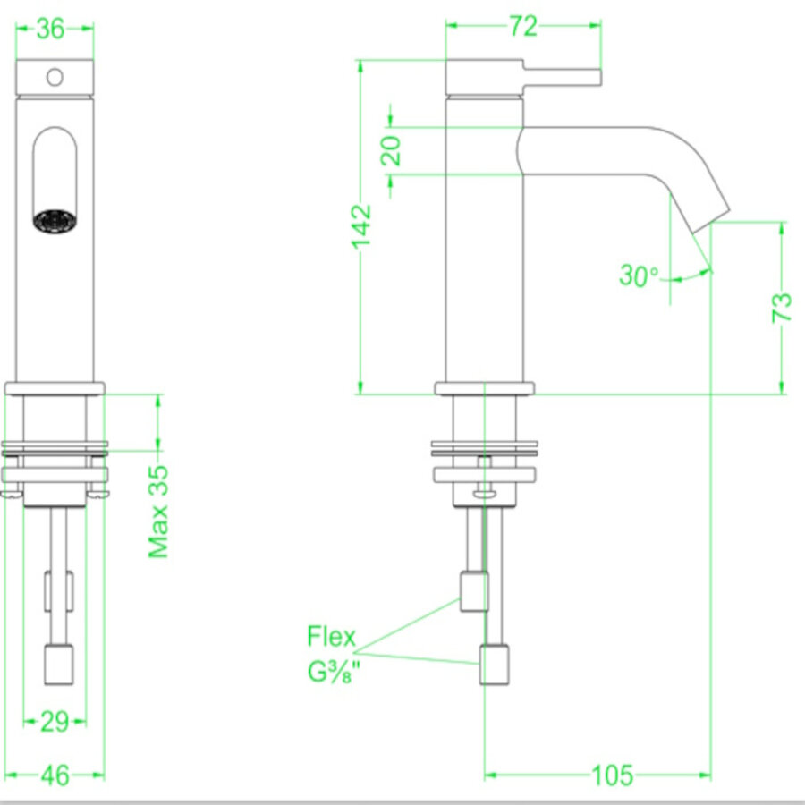 Wastafelkraan IVY Bond Model S Coldstart Chroom