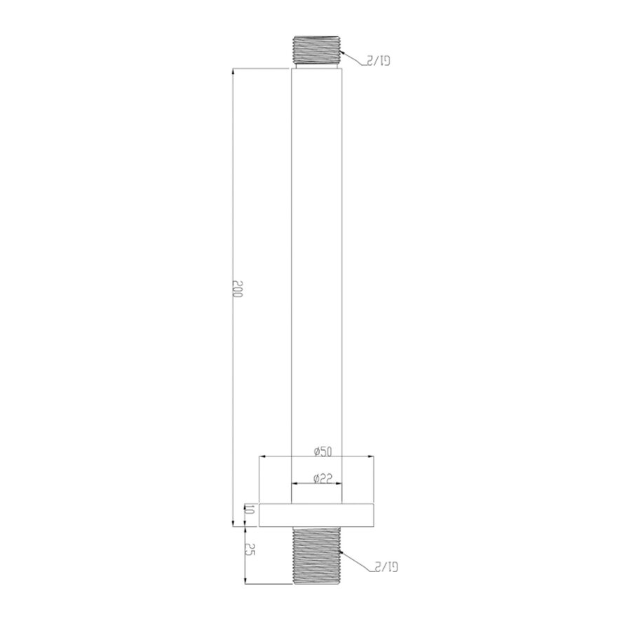 Douchearm Wiesbaden Caral Met Plafondbevestiging 20 cm Geborsteld Staal