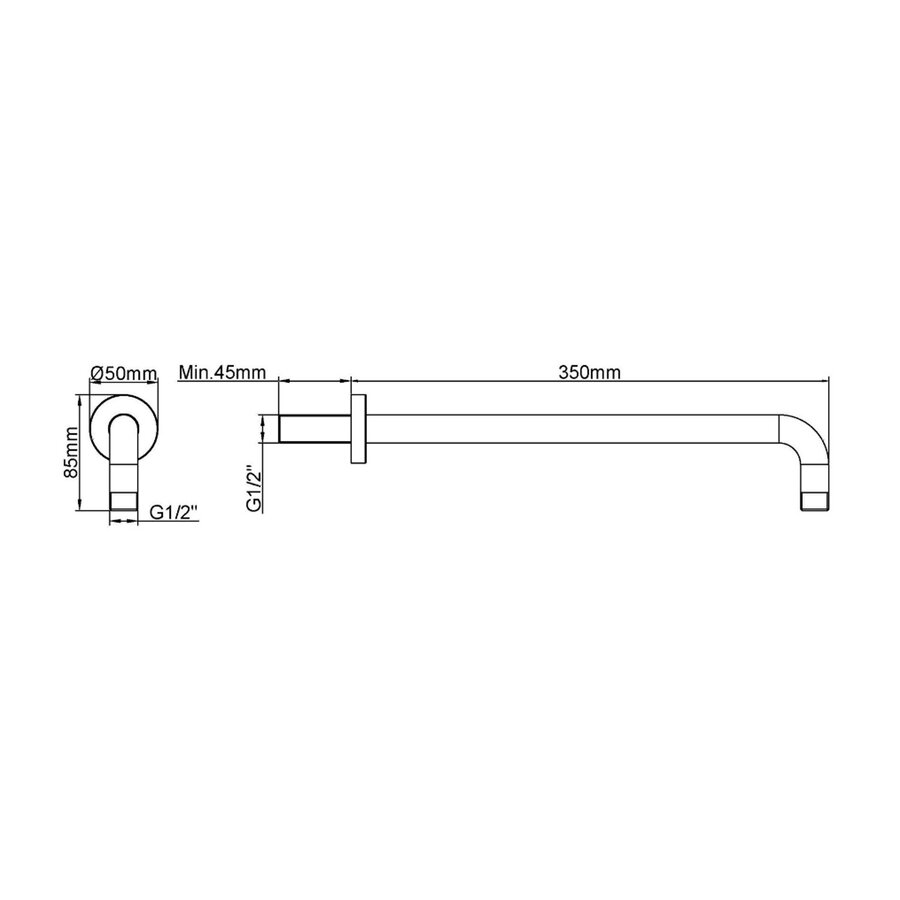 Douchearm Wiesbaden Caral Met Muurbevestiging 35 cm Geborsteld Staal