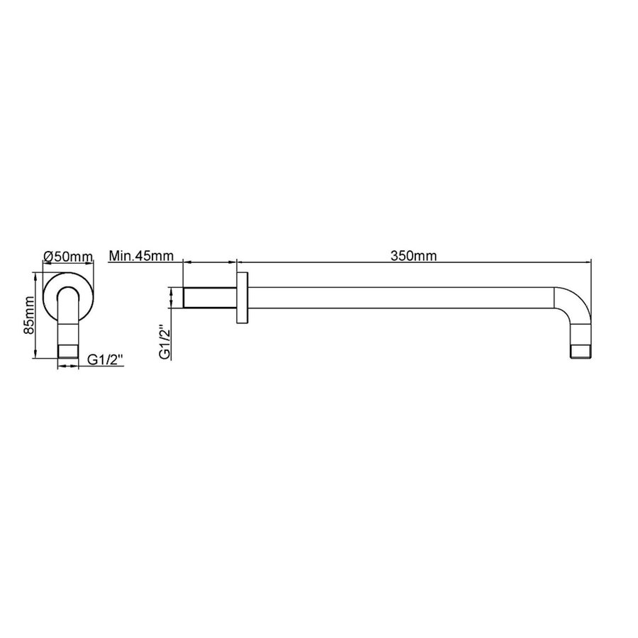 Douchearm BWS Danielle Met Muurbevestiging 35 cm Geborsteld Staal