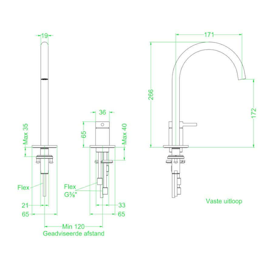 Wastafelkraan IVY Bond Coldstart 2-gats Zwart Chroom PVD