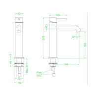 Wastafelkraan IVY Concord Model M Coldstart RVS316 Geborsteld Mat Koper PVD