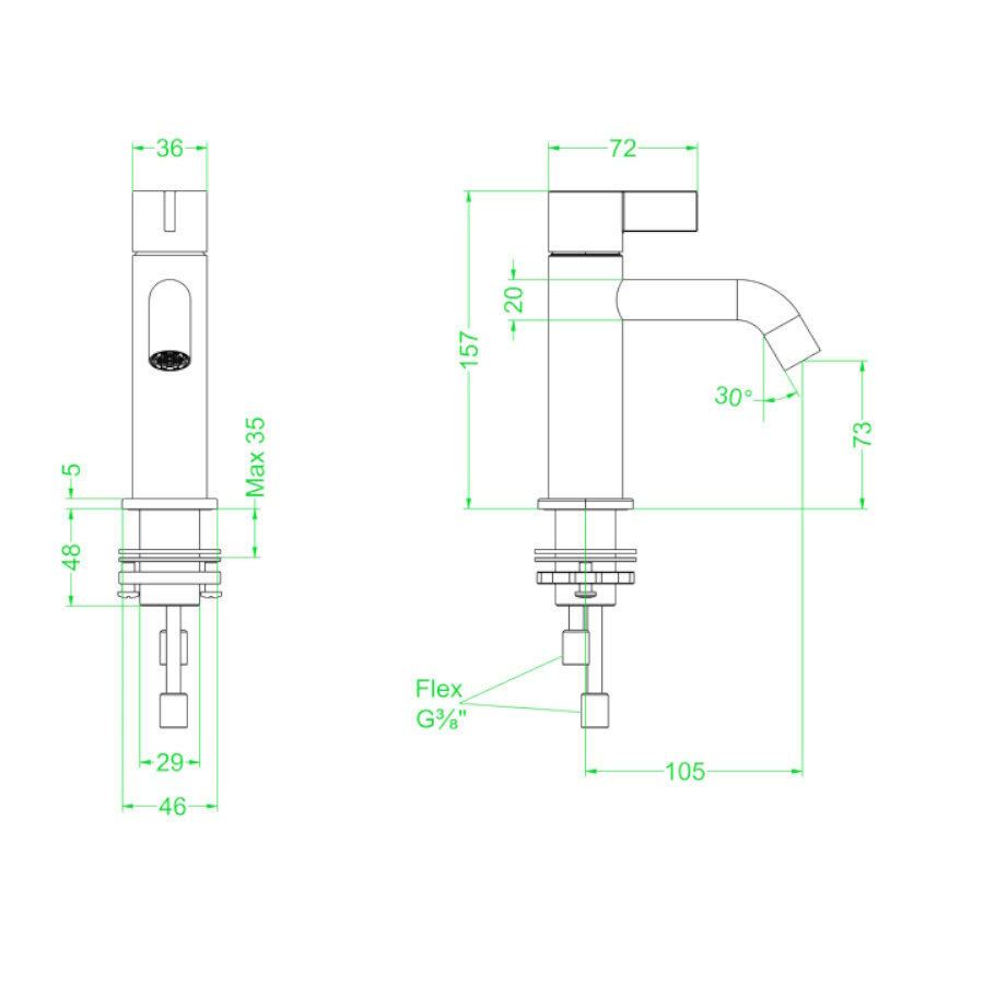 Wastafelkraan IVY Pact Model S Coldstart Geborsteld Nickel PVD