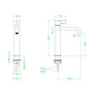 Wastafelkraan IVY Pact Model M Coldstart Zwart Chroom PVD
