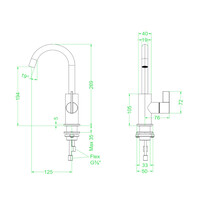 Wastafelkraan IVY Pact Draaibare Uitloop Coldstart Geborsteld Metal Black PVD