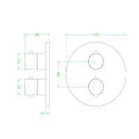 Afbouwdeel IVY Concord Inbouwthermostaat 2-Weg Met Rond Rozet Geborsteld RVS316