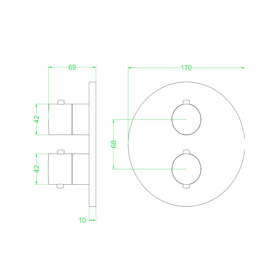 Afbouwdeel IVY Concord Inbouwthermostaat 2-Weg Met Rond Rozet Geborsteld RVS316