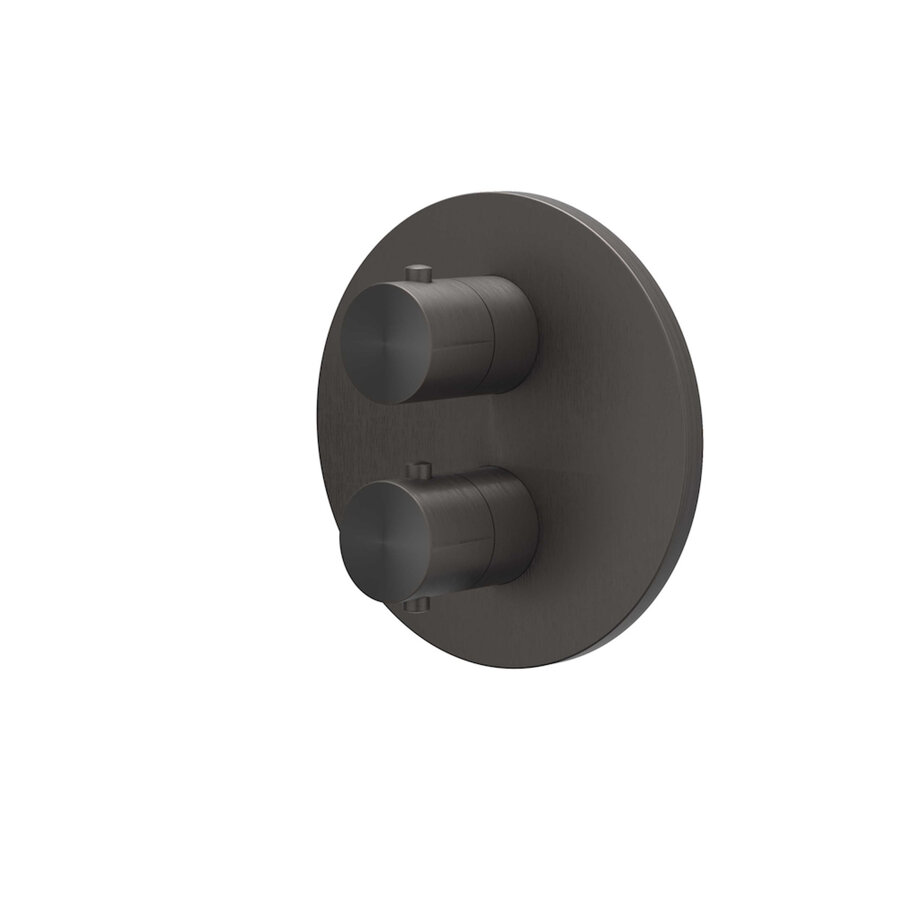 Afbouwdeel IVY Concord Inbouwthermostaat 2-weg Met Rond Rozet RVS316 Geborsteld Carbon Black PVD