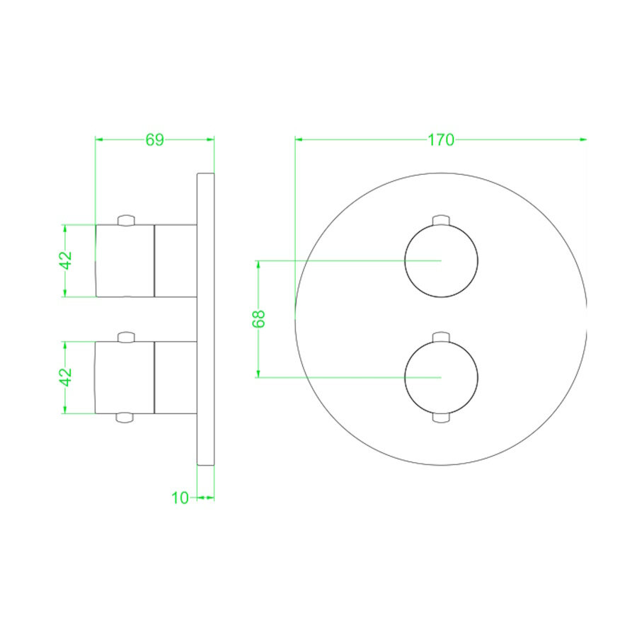 Afbouwdeel IVY Bond Inbouwthermostaat 2-weg Met Rond Rozet Geborsteld Mat Koper PVD