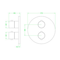 Afbouwdeel IVY Bond Inbouwthermostaat 3-weg Met Rond Rozet Geborsteld Metal Black PVD
