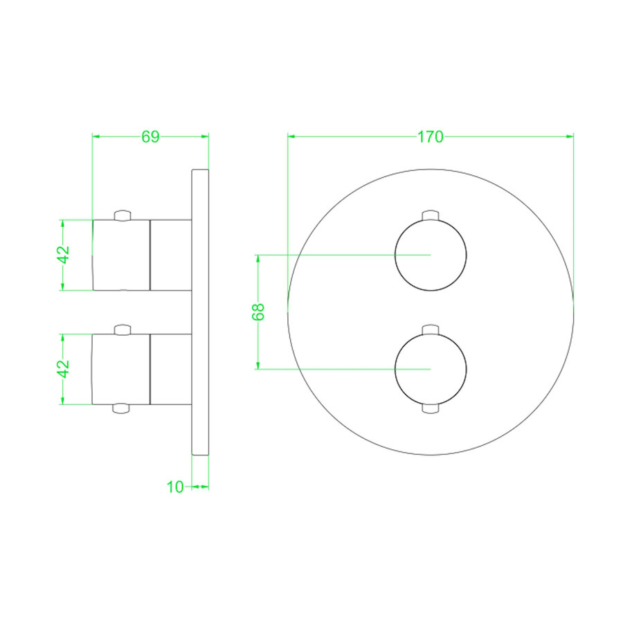 Afbouwdeel IVY Bond Inbouwthermostaat 3-weg Met Rond Rozet Geborsteld Metal Black PVD