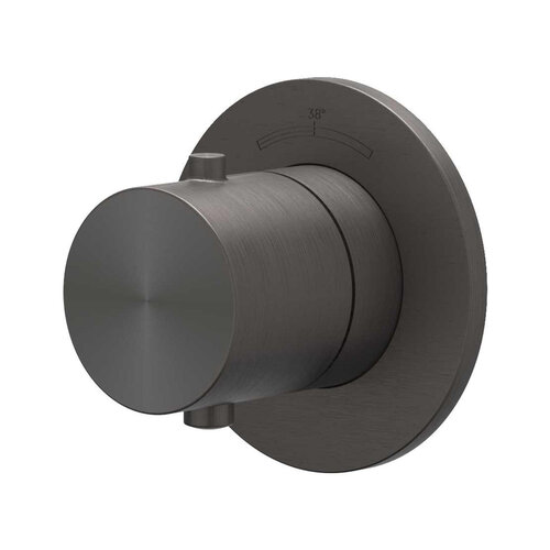 Afbouwdeel IVY Concord Doorstroom inbouwstopkraan Symmetry Met Rond Rozet RVS316 Geborsteld Carbon Black PVD 