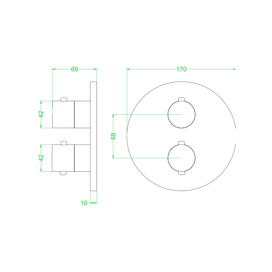 Afbouwdeel IVY Bond Inbouwthermostaat 1 Stopkraan Met Rond Rozet Geborsteld Nickel PVD